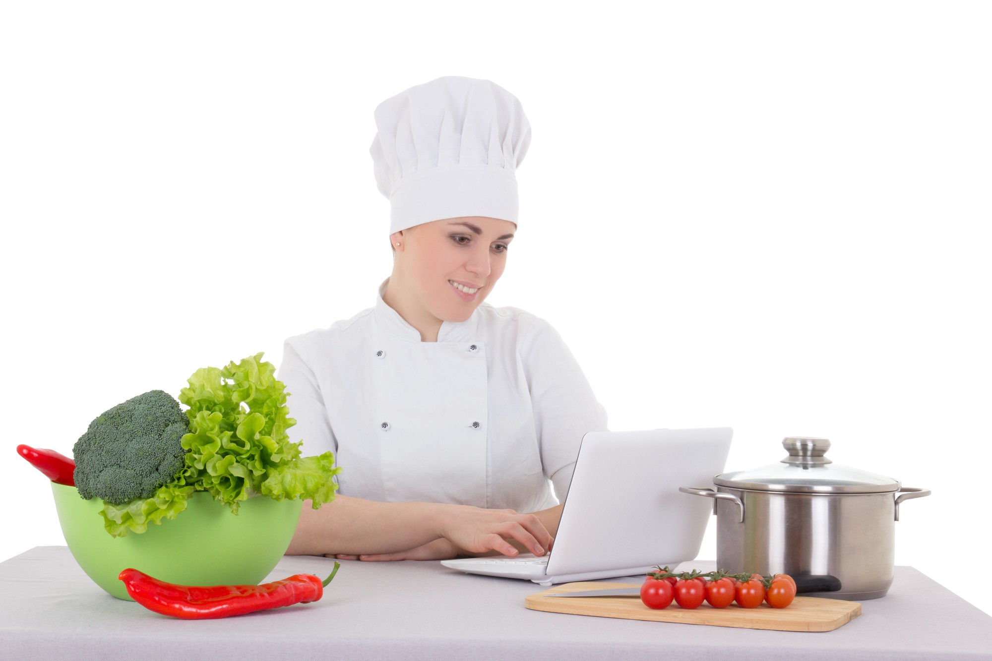 Istruttore che guida una classe di cucina online